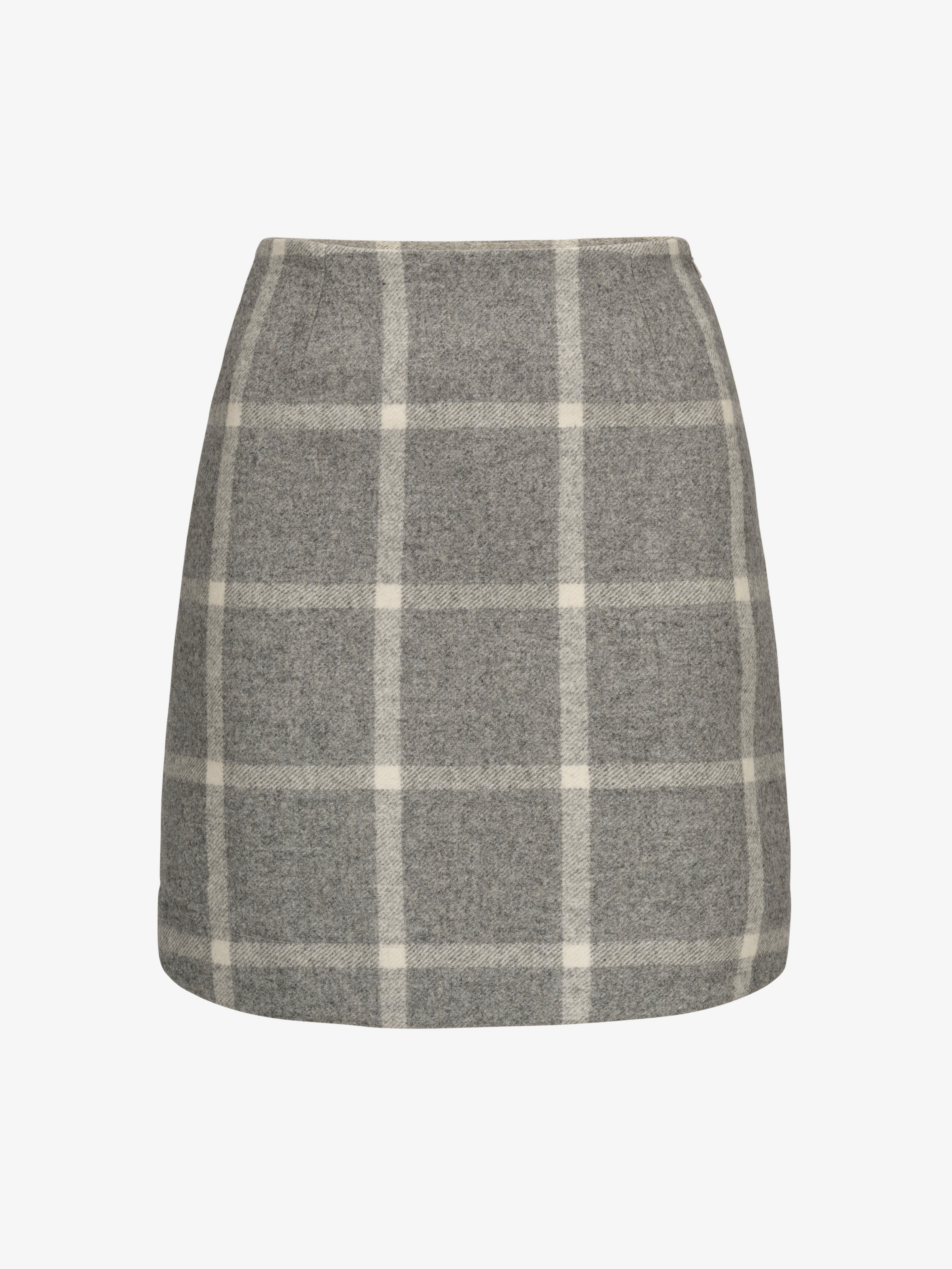 Skirt In Light Grey Grid Pattern